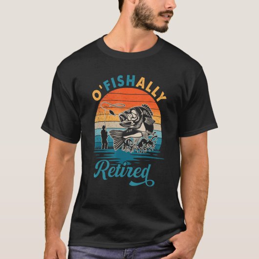 通常退職した魚釣りレトロ退職パパ男性 Tシャツ (正面)