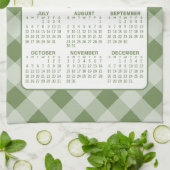 通年カレンダー – グリーンホワイトファームハウスチェック キッチンタオル (折り畳み)