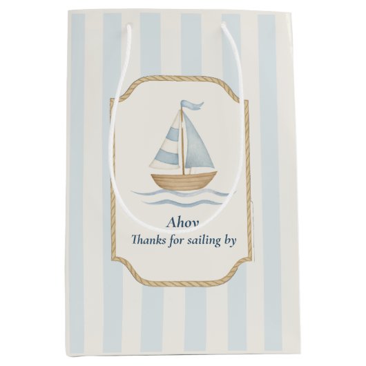 通感謝してい過のために | パステルブルーセーリングボート ミディアムペーパーバッグ (正面)