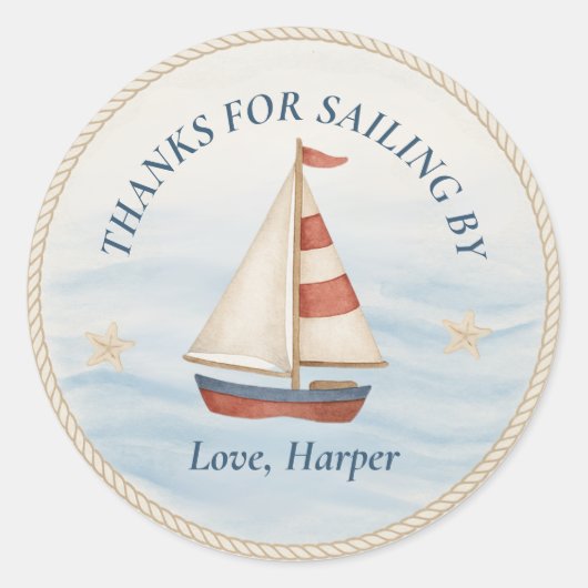 通感謝してい過のために | ブルー航海の帆船 ラウンドシール (正面)
