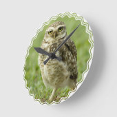 通知フクロウ時計 ラウンド壁時計 (傾斜)