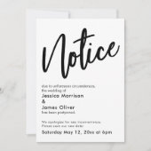 通知白黒結婚の延期 招待状 (正面)