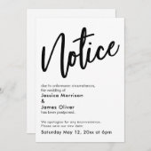 通知白黒結婚の延期 招待状 (正面/裏面)