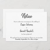 「通知」の発結婚表 招待状 (正面/裏面)
