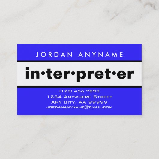 通訳はっきりしたの青と白 名刺 (裏面)