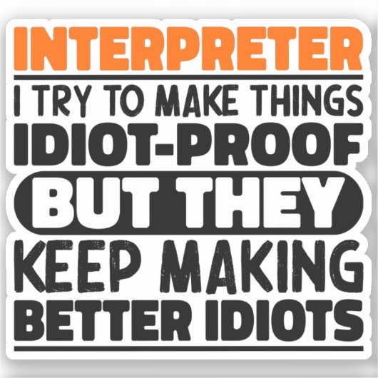 通訳は物事をおもしろい諺する シール (正面)