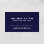 通訳または訳者の英語-スペイン語フェミニン 名刺 (裏面)