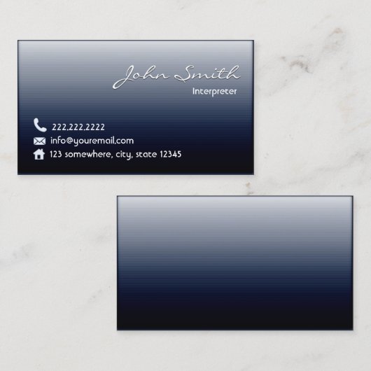 通訳プロフェッショナルネイビーブルー 名刺 (正面/裏面)