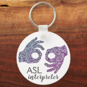 "通訳"アメリカ手話（オンブレ） キーホルダー (正面)