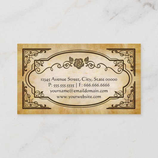 通訳 - エレガントなアンティーク ヴィンテージ 名刺 (裏面)