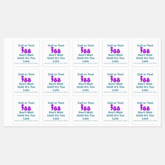 通話または文字988待たない ラベル (シート)