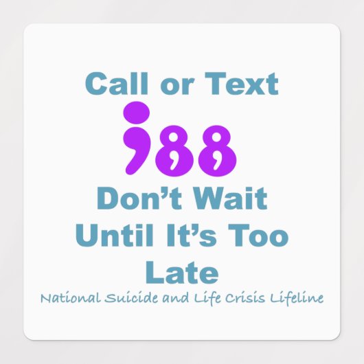 通話または文字988待たない ラベル (デザイン2)