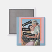 通話を保留するヴィンテージ おもしろい マグネット (正面/裏面)