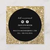 通話カード円縁ど黒金ゴールドグリッター スクエア名刺 (裏面)