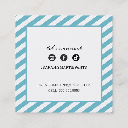 通話カード用角端モダンターコイズ青 スクエア名刺 (裏面)