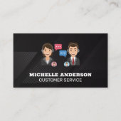 通話サービス | ヘッドセットトーク中の人々 名刺 (正面)