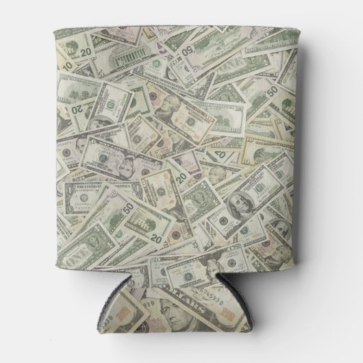 通貨をテーマにしたシンプル、米国デザイン。 缶クーラー (正面)