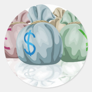 通貨を含んでいるお金のバッグ袋 ラウンドシール