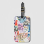 通貨混合通貨の世界通貨デザイン ラゲッジタグ (正面縦)