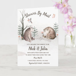 通販シャワー、水彩木地赤ちゃんシャワー カード