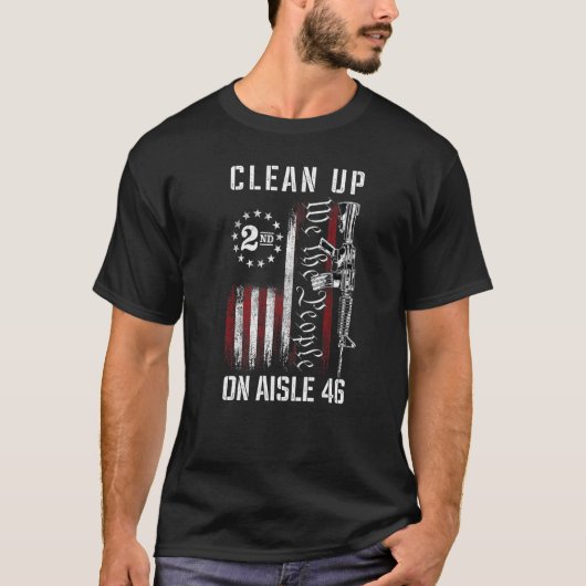 通路46のクリーンアップ私たちアメリカ人フラグA Tシャツ (正面)