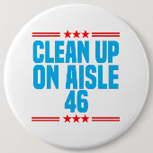 通路46政治上のクリーンアップおもしろい 缶バッジ (正面)