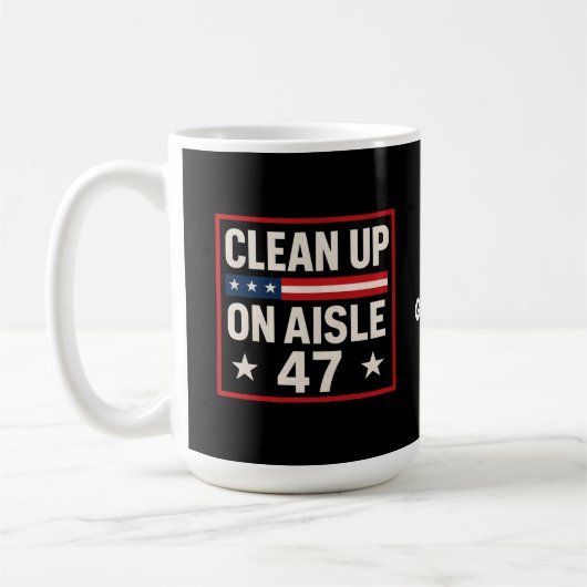 通路47のアンチトランプ政治のクリーンアップおもしろい コーヒーマグカップ (左)
