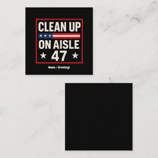 通路47のアンチトランプ政治のクリーンアップおもしろい スクエア名刺 (正面/裏面)