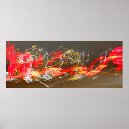 通過する交通による道路上の光跡 ポスター