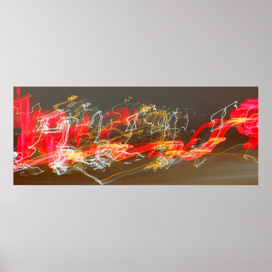 通過する交通による道路上の光跡 ポスター (正面)