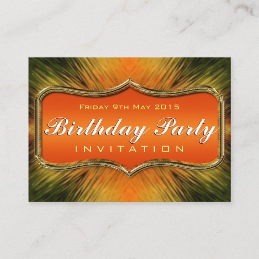 通電オレンジアートミニ誕生日招待状 エンクロージャーカード (正面)