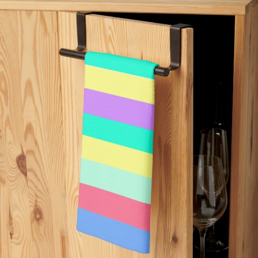 通電春パステルストライプズ キッチンタオル (三つ折り)