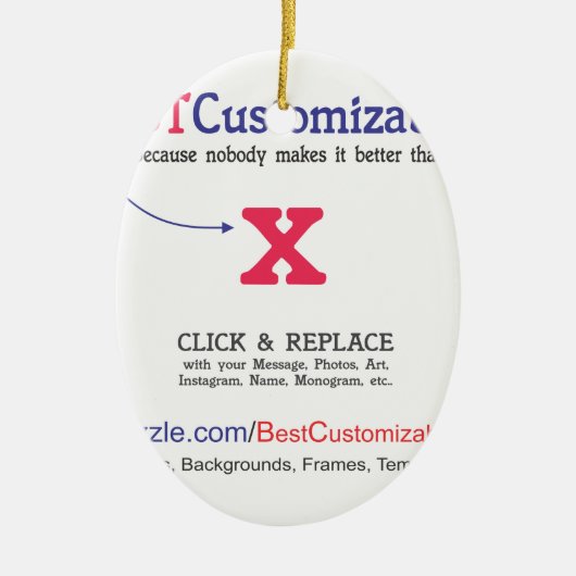 速いおよび簡単の空白のなテンプレート セラミックオーナメント (正面)