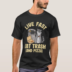 速いゴミ食べとピザのタヌキを生きる Tシャツ