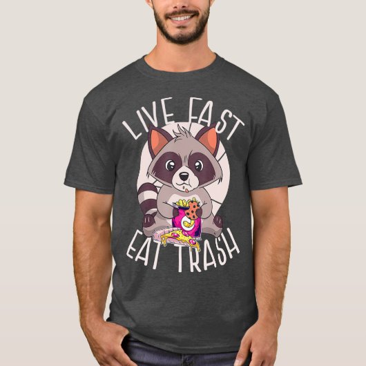 速いゴミ食べのラクおもしろいンの食べジャンクを生きる Tシャツ (正面)