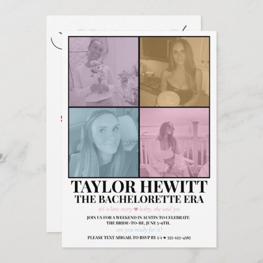 速いバチェロレッテ時代の旅程 招待状 (正面/裏面)