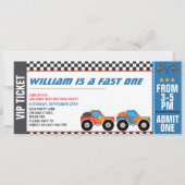 速いモンスタートラック レースチケット ファーストバースデー 招待状 (正面)