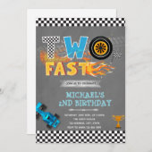速いレースの誕生日パーティー招待状2つ 招待状 (正面/裏面)