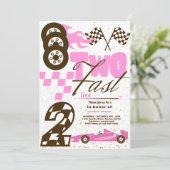速いレースカーの男の子 2歳の誕生日パーティー招待状2 招待状 (スタンド正面)