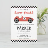 速いレースカー レース 誕生日 赤 招待状 (スタンド正面)