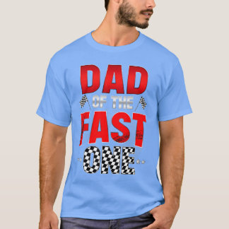 速いワン誕生日の男の子レース家族の試合のパパ Tシャツ