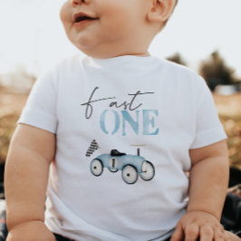 速いワン ブルー レース カー ライドオン バースデー Tシャツ