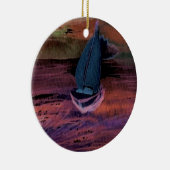 速い微風を航海する航行のヨットの芸術夜 セラミックオーナメント (右)