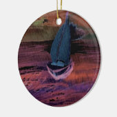 速い微風を航海する航行のヨットの芸術夜 セラミックオーナメント (左)