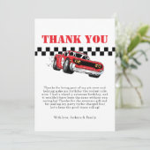 速い現代の赤いレースカー男子2歳の誕生日 サンキューカード (スタンド正面)