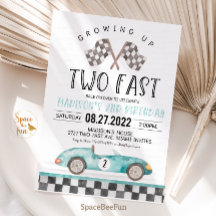 速い誕生日招待状 レースカー 2歳の誕生日