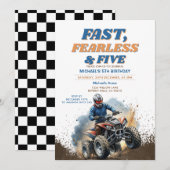 速くて無鉄砲で5つのレーシング 5歳 ATV 誕生日パーティー 招待状 (正面/裏面)