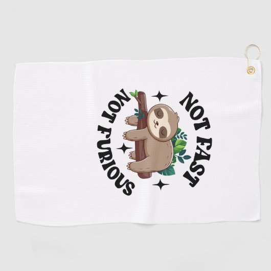 速くない怒らないおもしろいかわいい眠いナマケモノ ゴルフタオル (横)