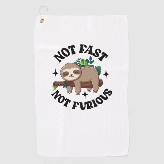 速くない怒らないおもしろいかわいい眠いナマケモノ ゴルフタオル (正面)
