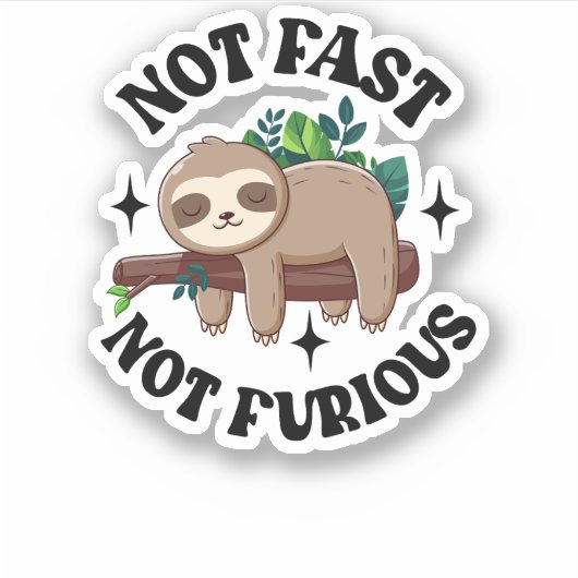 速くない怒らないおもしろいかわいい眠いナマケモノ シール (正面)